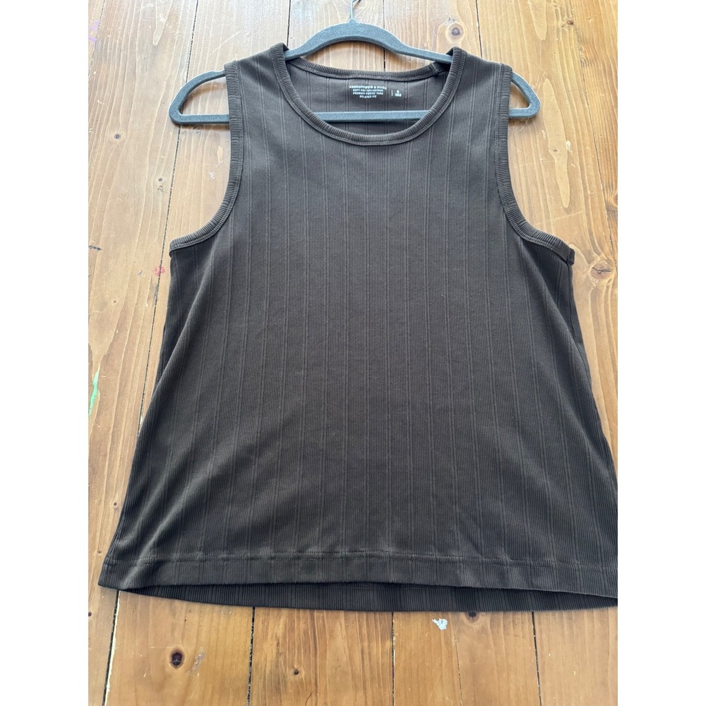 Abercrombie Fitch Soft Ribbed Tank Top Relaxed Fit‎ Brown Size S